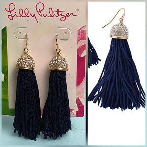 Lilly Pullitzer Midnight Tassel Earrings True Navy Statement